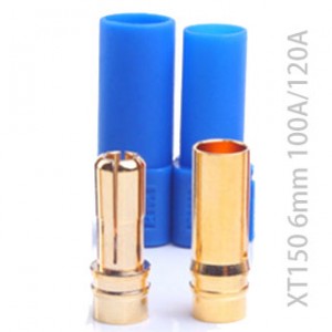 XT150 6mm 100A/120A male and female w/ blue PA sleeve